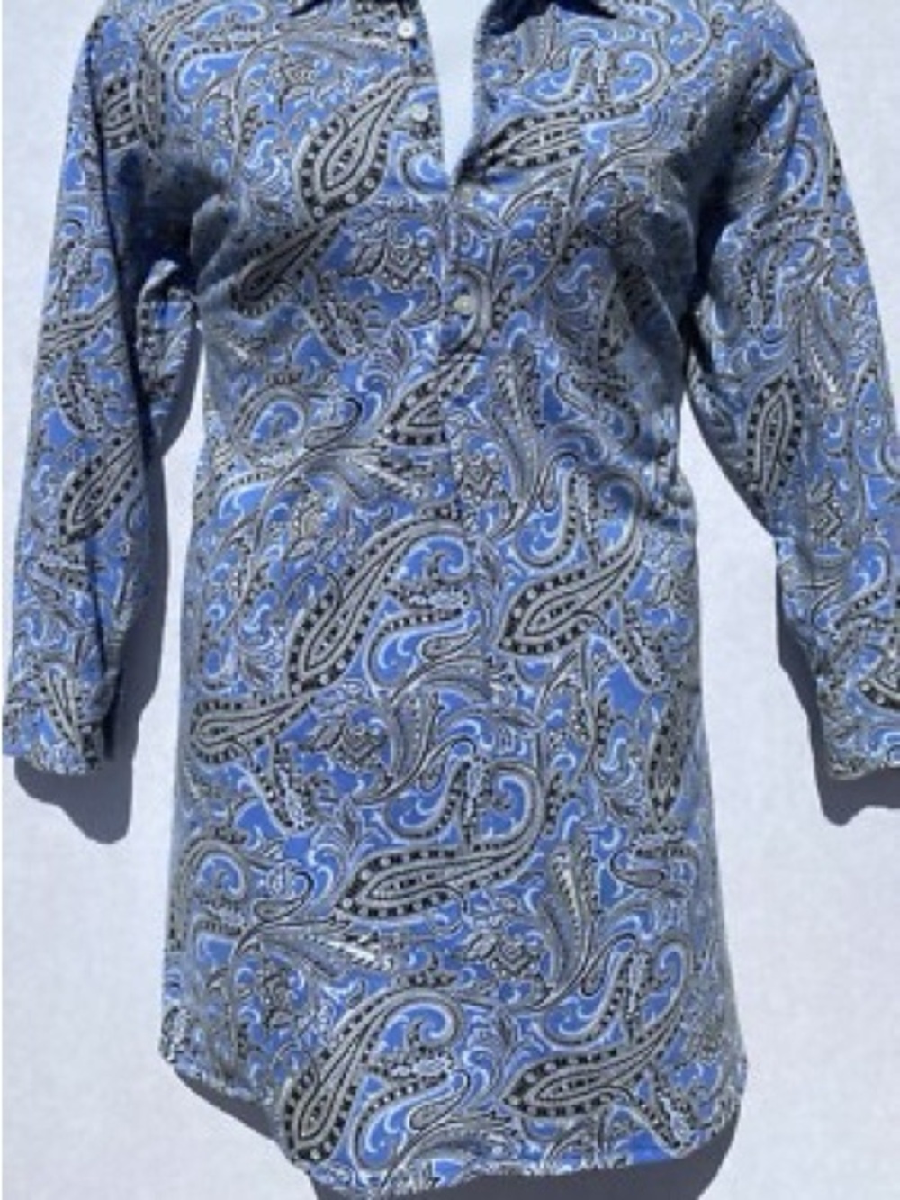 Ralph Lauren Blue and Gray Paisley Top